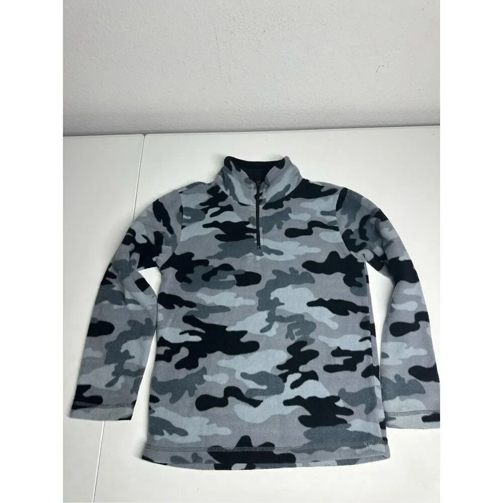 The Children’s Place Boys Camo Glacier Fleece Half Zip Pullover Gray Size M 7/8